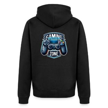 Gaming Zone - Controller Illustration - Unisex Premium Bio Zip Hoodie - Schwarz - Hinten - Nico (187cm)