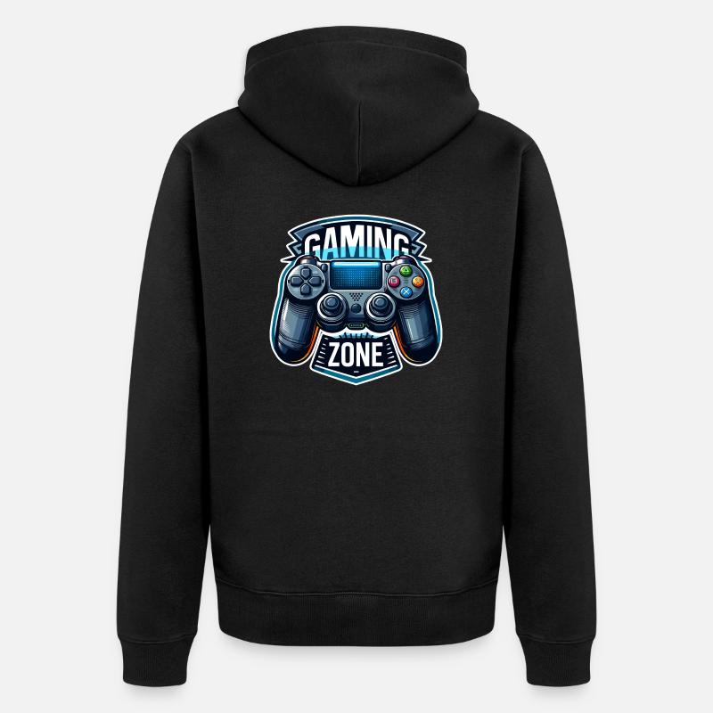 Gaming Zone - Controller Illustration - Unisex Premium Organic Zip Hoodie - black