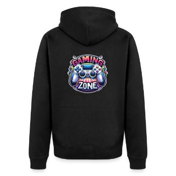 Gaming Zone - Controller Illustration - Unisex Premium Bio Zip Hoodie - Schwarz - Hinten - Nico (187cm)