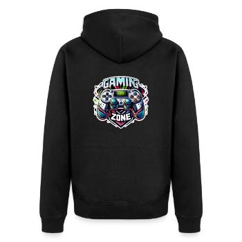 Gaming Zone - Controller Illustration - Unisex Premium Bio Zip Hoodie - Schwarz - Hinten - Nico (187cm)