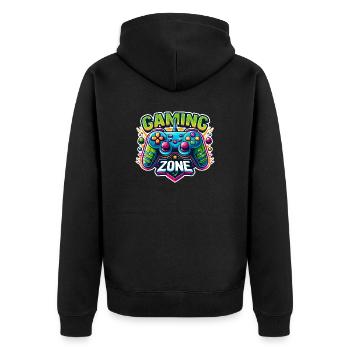 Gaming Zone - Controller Illustration - Unisex Premium Bio Zip Hoodie - Schwarz - Hinten - Nico (187cm)