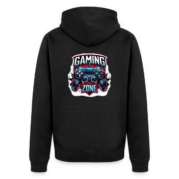 Gaming Zone - Controller Illustration - Unisex Premium Bio Zip Hoodie - Schwarz - Hinten - Nico (187cm)