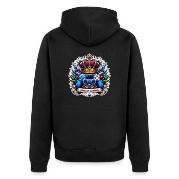 King of Gaming - Controller and Crown Illustration - Unisex Premium Organic Zip Hoodie - black - Back - Nico (187cm)