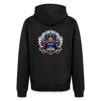 King of Gaming - Controller and Crown Illustration - Unisex Premium Organic Zip Hoodie - black - Back - Nico (187cm)