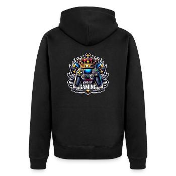 King of Gaming - Controller and Crown Illustration - Unisex Premium Organic Zip Hoodie - black - Back - Nico (187cm)