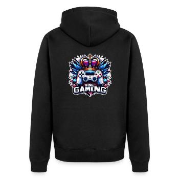 King of Gaming - Controller and Crown Illustration - Unisex Premium Organic Zip Hoodie - black - Back - Nico (187cm)