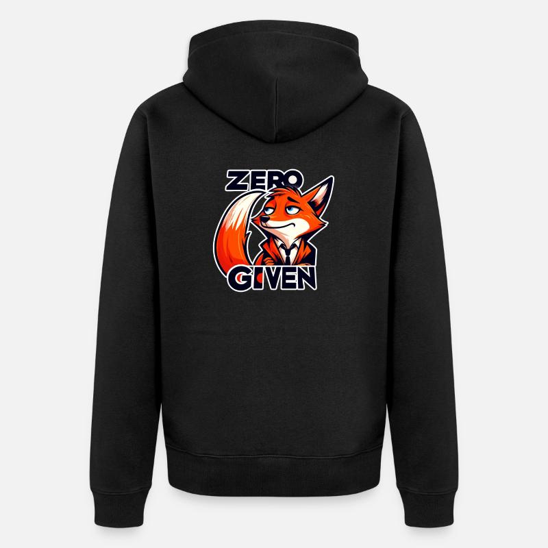 Zero Given - Fox Illustration - Unisex Premium Organic Zip Hoodie - black