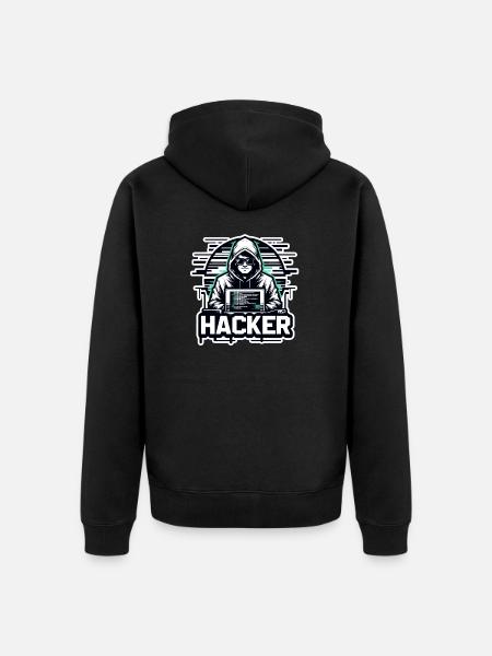 Hacker - Illustration - Unisex Premium Bio Zip Hoodie - Schwarz