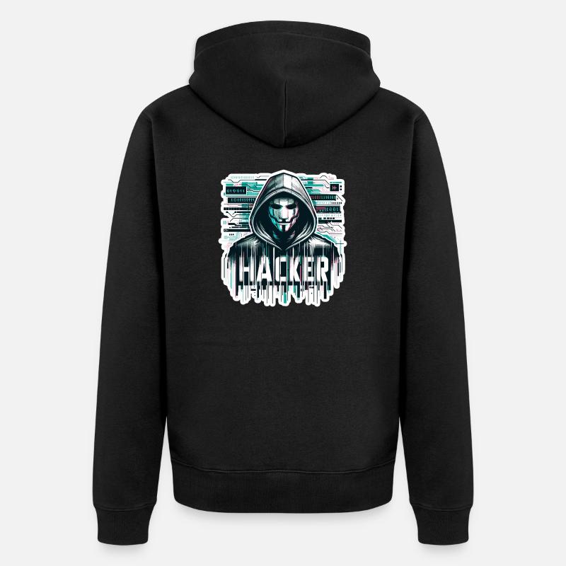 Hacker - Illustration - Veste à capuche bio Premium Unisexe - noir