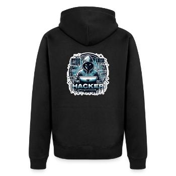 Hacker - Illustration - Veste à capuche bio Premium Unisexe - noir - Dos - Nico (187cm)