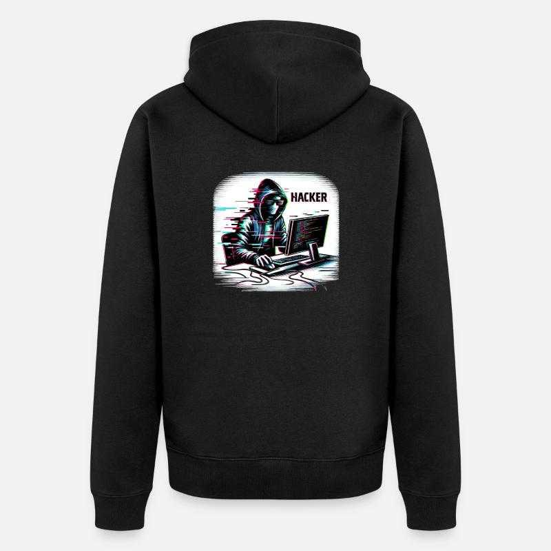Hacker - Illustration - Veste à capuche bio Premium Unisexe - noir