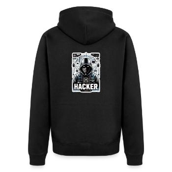 Hacker - Illustration - Veste à capuche bio Premium Unisexe - noir - Dos - Nico (187cm)