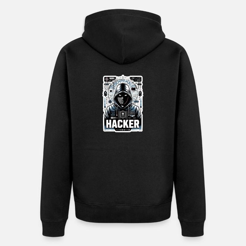 Hacker - Illustration - Veste à capuche bio Premium Unisexe - noir