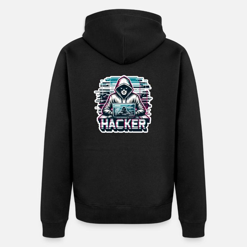 Hacker - Illustration - Veste à capuche bio Premium Unisexe - noir