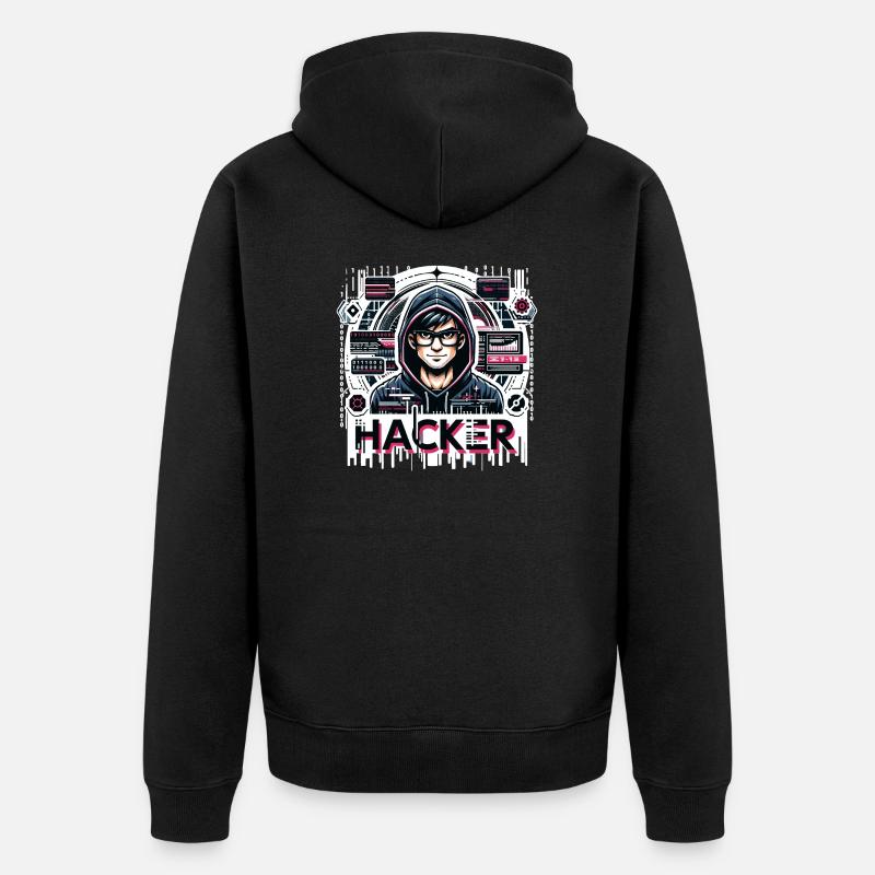 Hacker - Illustration - Veste à capuche bio Premium Unisexe - noir