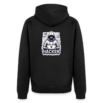 Hacker - Illustration - Veste à capuche bio Premium Unisexe - noir - Dos - Nico (187cm)