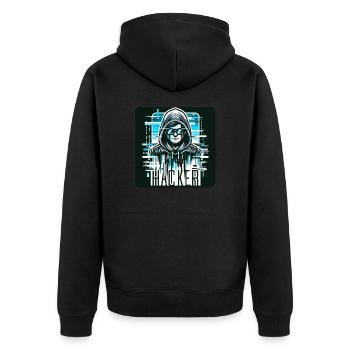 Hacker - Illustration - Veste à capuche bio Premium Unisexe - noir - Dos - Nico (187cm)
