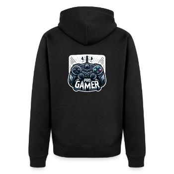 Pro Gamer - Controller Illustration - Unisex Premium Bio Zip Hoodie - Schwarz - Hinten - Nico (187cm)