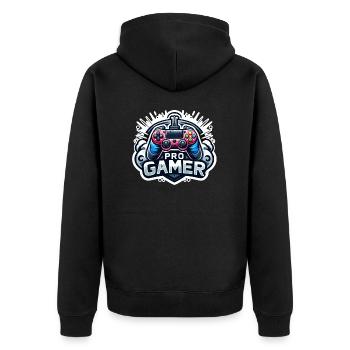 Pro Gamer - Controller Illustration - Unisex Premium Bio Zip Hoodie - Schwarz - Hinten - Nico (187cm)