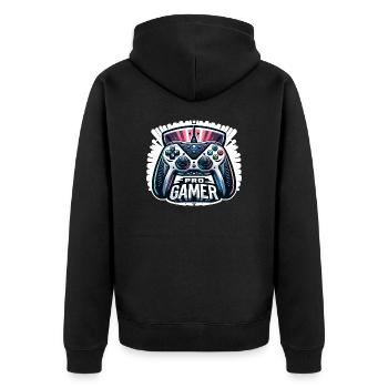 Pro Gamer - Controller Illustration - Unisex Premium Bio Zip Hoodie - Schwarz - Hinten - Nico (187cm)
