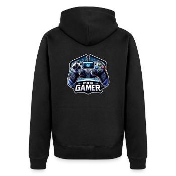 Pro Gamer - Controller Illustration - Unisex Premium Bio Zip Hoodie - Schwarz - Hinten - Nico (187cm)