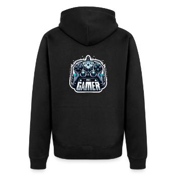 Pro Gamer - Controller Illustration - Unisex Premium Bio Zip Hoodie - Schwarz - Hinten - Nico (187cm)