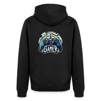 Pro Gamer - Controller Illustration - Unisex Premium Bio Zip Hoodie - Schwarz - Hinten - Nico (187cm)