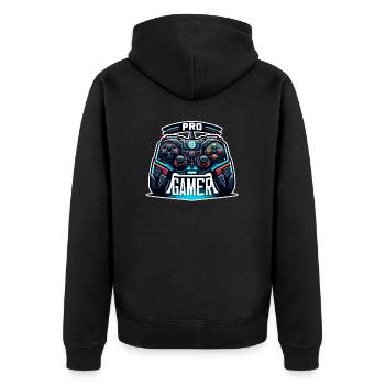 Pro Gamer - Controller Illustration - Unisex Premium Bio Zip Hoodie - Schwarz - Hinten - Nico (187cm)