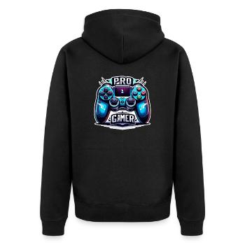 Pro Gamer - Controller Illustration - Unisex Premium Bio Zip Hoodie - Schwarz - Hinten - Nico (187cm)