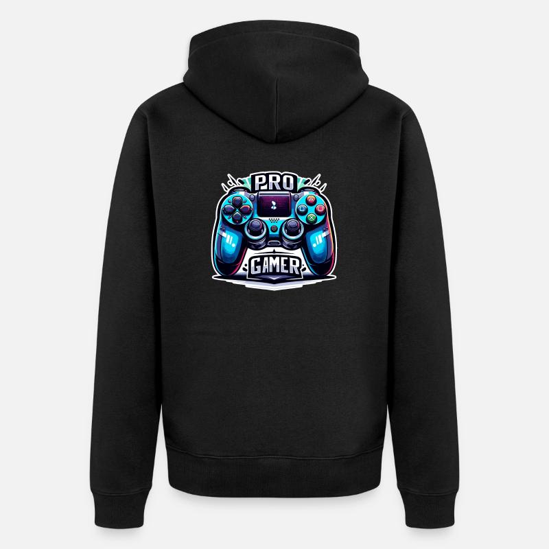 Pro Gamer - Controller Illustration - Unisex Premium Bio Zip Hoodie - Schwarz