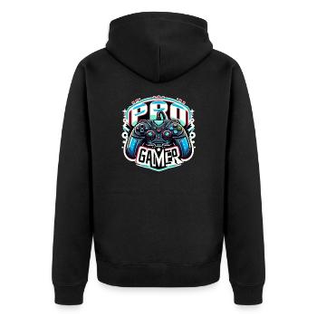 Pro Gamer - Controller Illustration - Unisex Premium Bio Zip Hoodie - Schwarz - Hinten - Nico (187cm)