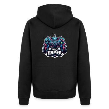 Pro Gamer - Controller Illustration - Unisex Premium Bio Zip Hoodie - Schwarz - Hinten - Nico (187cm)