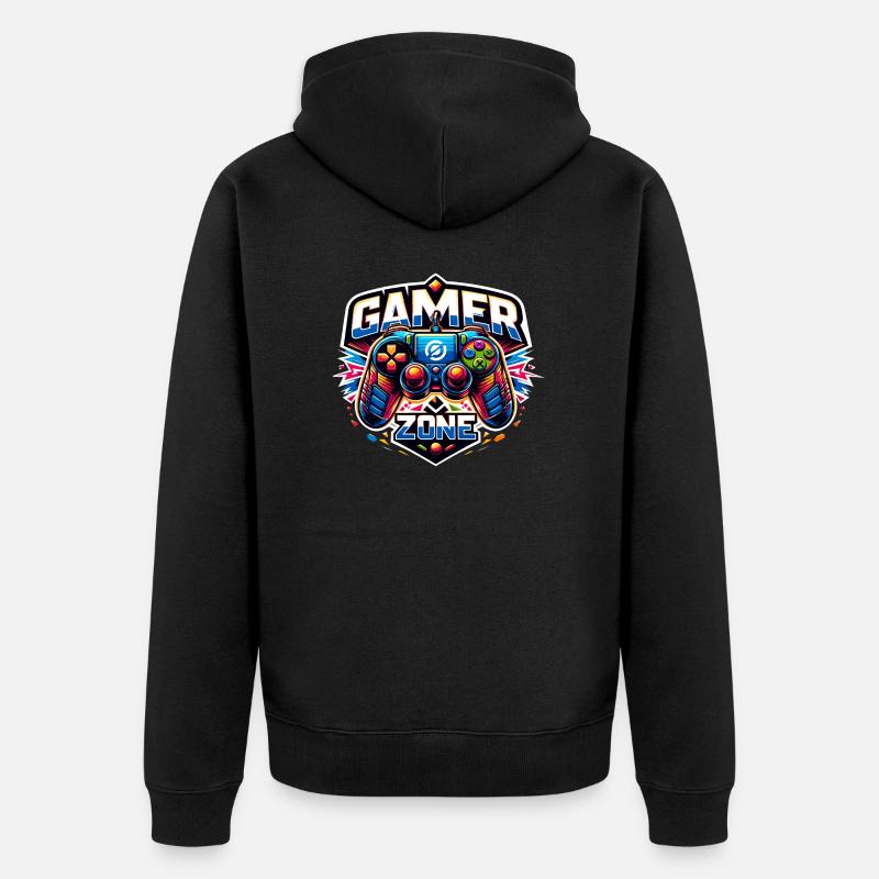 Gamer Zone - Controller Illustration - Unisex Premium Bio Zip Hoodie - Schwarz