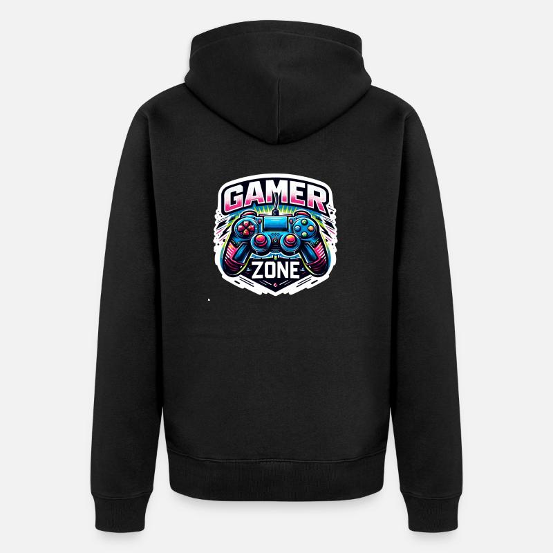 Gamer Zone - Controller Illustration - Unisex Premium Bio Zip Hoodie - Schwarz
