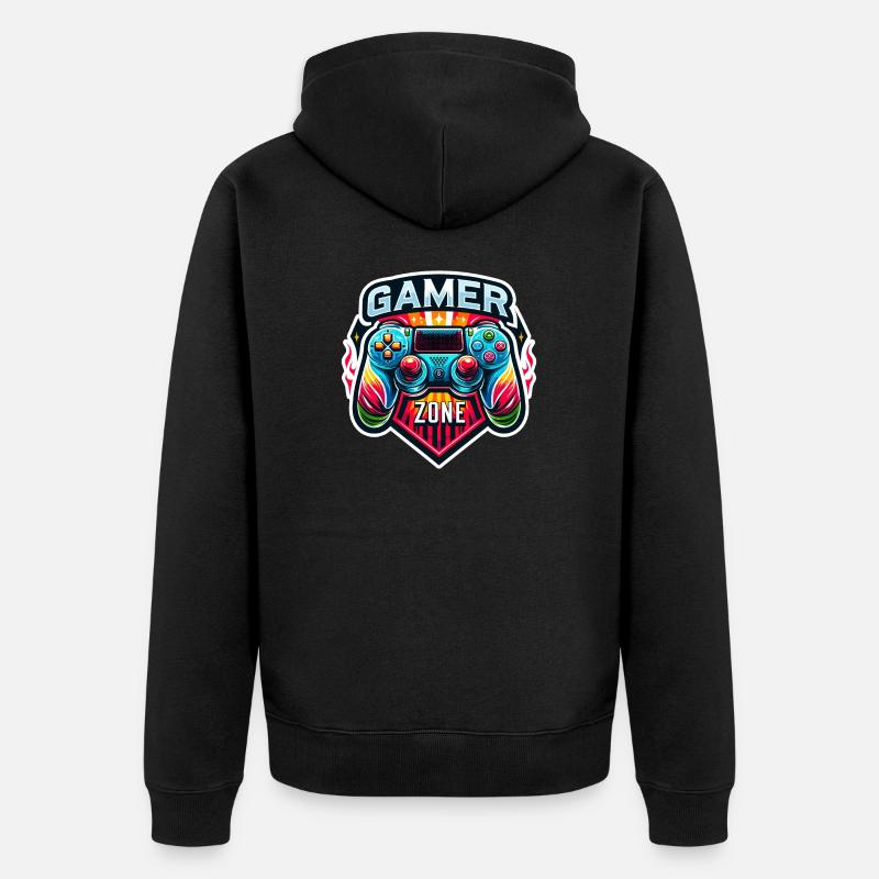 Gamer Zone - Controller Illustration - Unisex Premium Bio Zip Hoodie - Schwarz