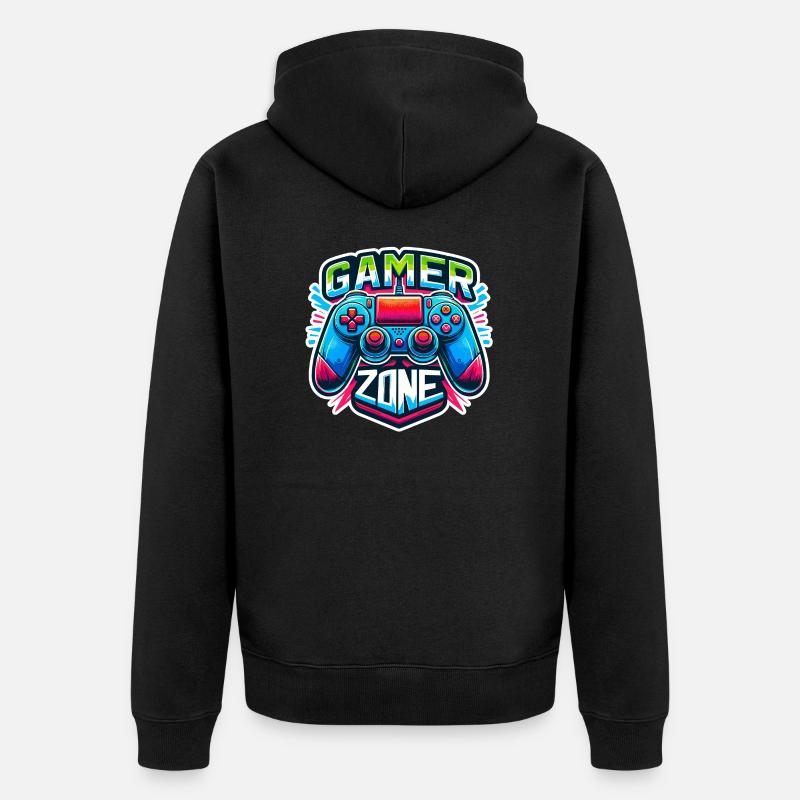 Gamer Zone - Controller Illustration - Unisex Premium Bio Zip Hoodie - Schwarz