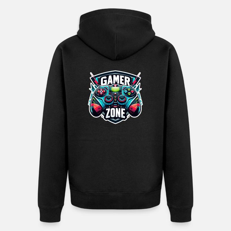 Gamer Zone - Controller Illustration - Unisex Premium Bio Zip Hoodie - Schwarz