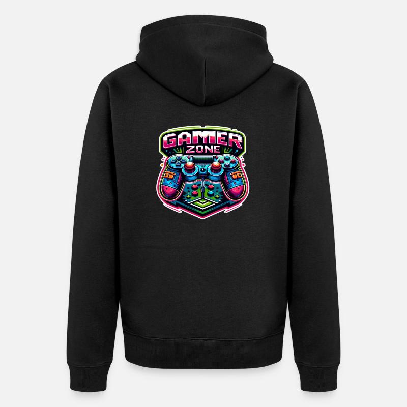 Gamer Zone - Controller Illustration - Unisex Premium Bio Zip Hoodie - Schwarz