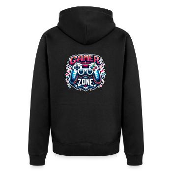 Gamer Zone - Controller Illustration - Unisex Premium Bio Zip Hoodie - Schwarz - Hinten - Nico (187cm)