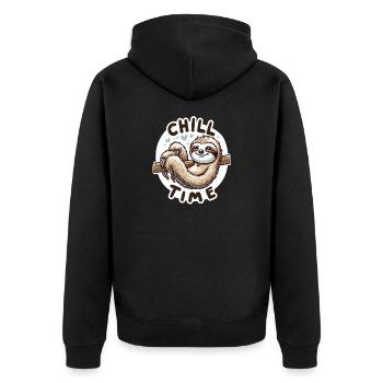 Chill Time - Illustration du paresseux - Veste à capuche bio Premium Unisexe - noir - Dos - Nico (187cm)