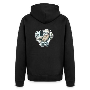 Chill Time - Illustration du paresseux - Veste à capuche bio Premium Unisexe - noir - Dos - Nico (187cm)