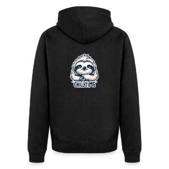 Chill Time - Illustration du paresseux - Veste à capuche bio Premium Unisexe - noir - Dos - Nico (187cm)