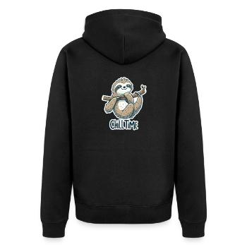 Chill Time - Illustration du paresseux - Veste à capuche bio Premium Unisexe - noir - Dos - Nico (187cm)