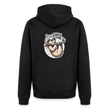 Chill Time - Illustration du paresseux - Veste à capuche bio Premium Unisexe - noir - Dos - Nico (187cm)