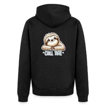 Chill Time - Illustration du paresseux - Veste à capuche bio Premium Unisexe - noir - Dos - Nico (187cm)