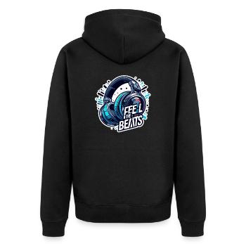 Feel the Beats - Headphones Illustration - Unisex Premium Organic Zip Hoodie - black - Back - Nico (187cm)
