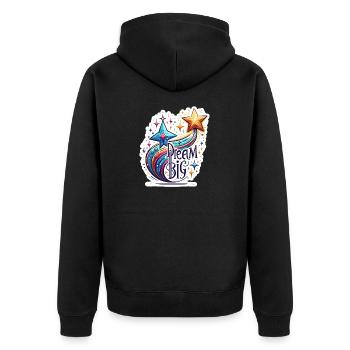 Rêvez grand - Illustration d’étoile filante - Veste à capuche bio Premium Unisexe - noir - Dos - Nico (187cm)