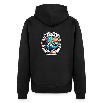 Explorez la Terre - Illustration de la Terre - Veste à capuche bio Premium Unisexe - noir - Dos - Nico (187cm)