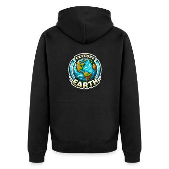 Explorez la Terre - Illustration de la Terre - Veste à capuche bio Premium Unisexe - noir - Dos - Nico (187cm)