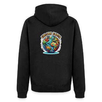Explorez la Terre - Illustration de la Terre - Veste à capuche bio Premium Unisexe - noir - Dos - Nico (187cm)